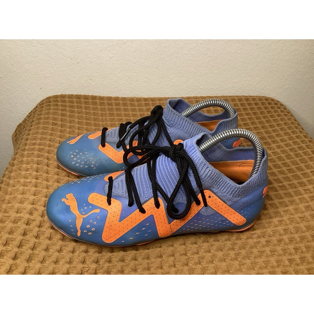 PUMA FUTURE Match FG/AG Youth Sz 5 Blue White Ultra Orange Soccer Cleats